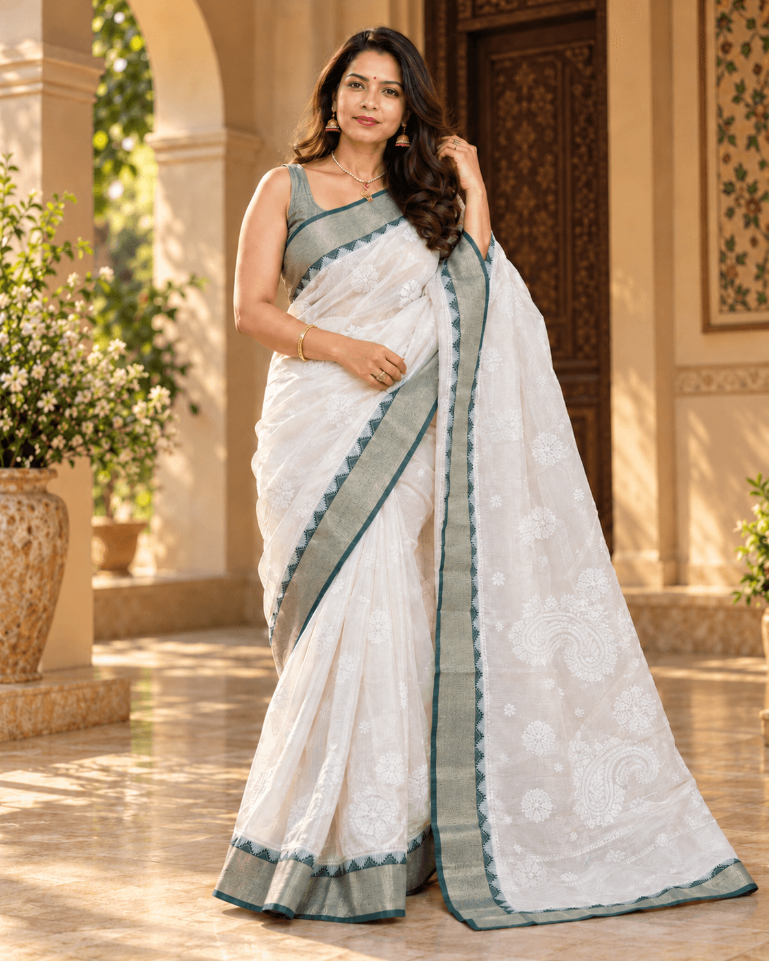 Handcrafted detail of Kota Tissue Saree