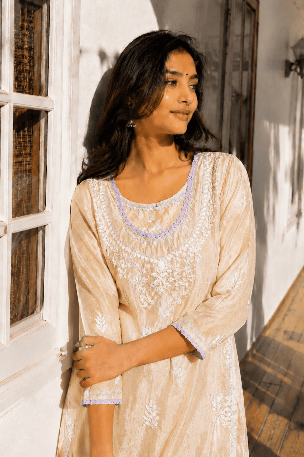 Handcrafted detail of Chanderi Kurti
